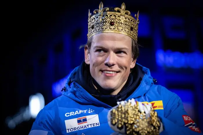 TRONDHEIM,NORWAY,08.MAR.25 - NORDIC SKIING, CROSS COUNTRY SKIING - FIS Nordic World Ski Championships, 50km, mass start, men. Image shows Johannes Hoesflot Klaebo (NOR). Keywords: medals.
Photo: GEPA pictures/ Harald Steiner