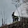 Rund 60 Feuerwehrkräfte rückten dem Böschungsbrand zu Leibe