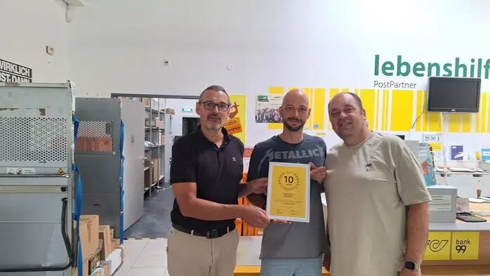 Die Österreichische Post ehrte südoststeirische Postpartner-Betriebe zum zehnjährigen Bestehen