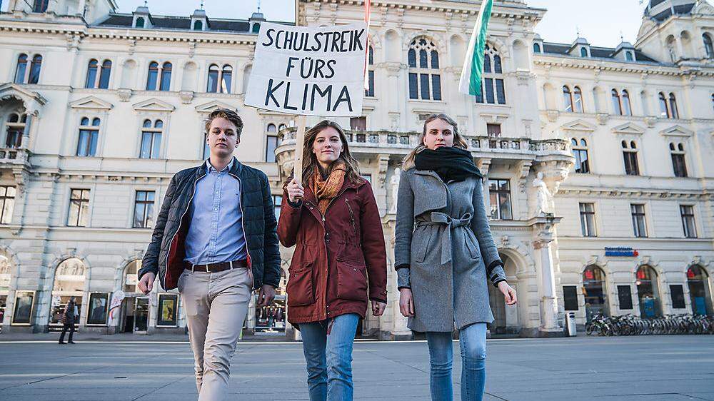 Jakob, Marlene und Seidel organisierten die Demo am 15. Februar in Graz