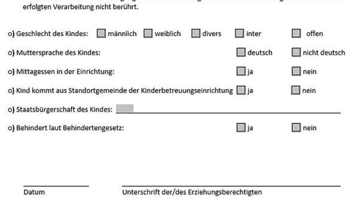 Fünf Möglichkeiten, das Geschlecht anzukreuzen