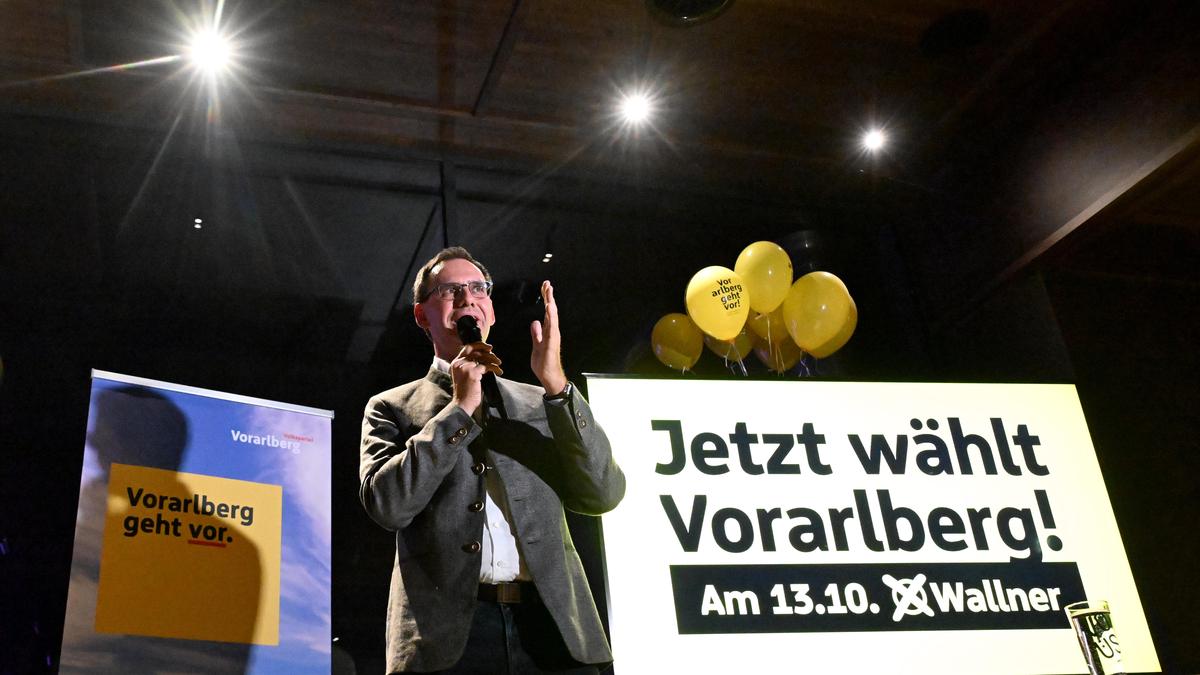 Der amtierende Landeshauptmann Markus Wallner (ÖVP) im Rahmen des Wahlkampfabschlusses der ÖVP Vorarlberg