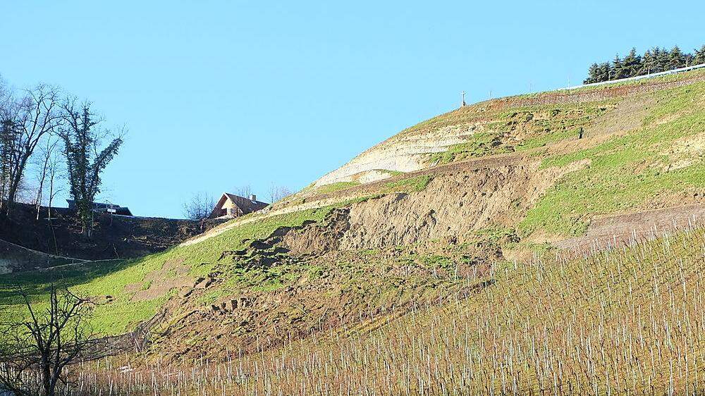 Am Graßnitzberg in Straß kam es Mitte Dezember zu einem Erdrutsch beim Weinprojekt von Winzer Manfred Tement