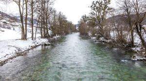 Die Enns bei der Lehen-Brücke, der Grenze zwischen den Gemeinden Schladming und Haus im Ennstal. Lehen soll laut Land Steiermark ein geplanter Standort sein