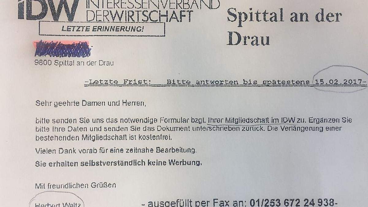 So sieht die Faxfalle aus, die derzeit wieder verschickt wird!