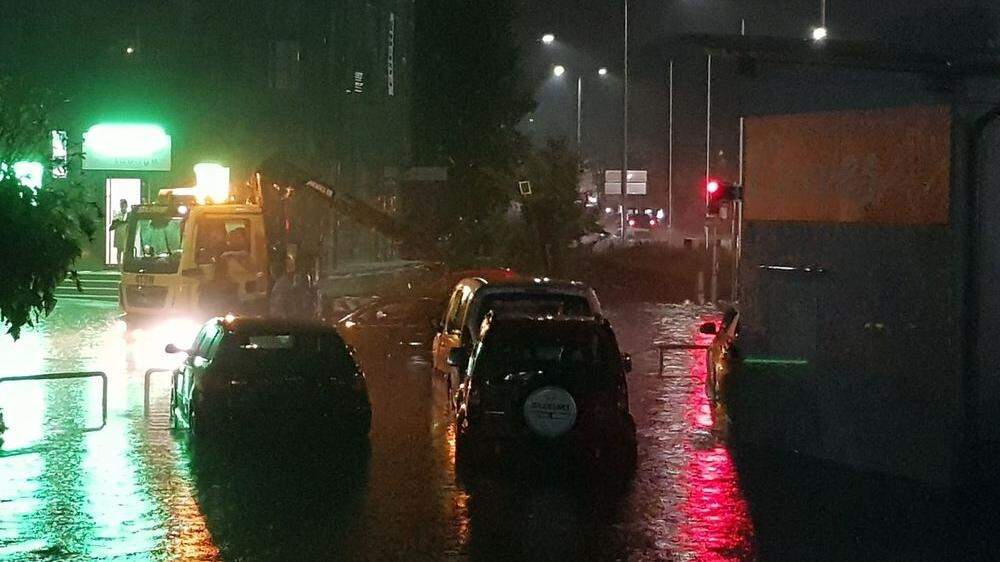 Überflutete Straßen in Graz