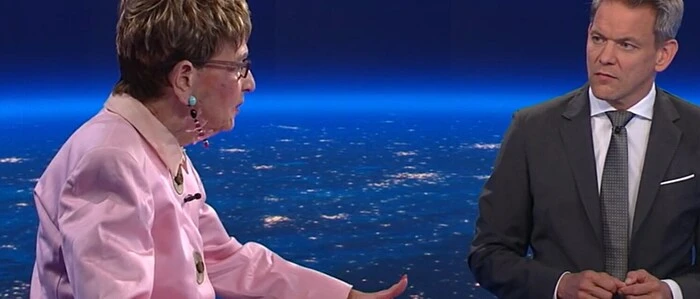Die Präsidentin des Seniorenbunds, Ingrid Korosec (ÖVP) im ZiB2-Studio mit Martin Thür