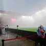 RB Leipzig - Stuttgart / Bundesliga Leipzig, 25.08.2023, Red Bull Arena, Fussball, Bundesliga, Spieltag 2 , RB LEIPZIG vs. VFB STUTTGART , Im Bild: Stadionübersicht der leipziger Arena. Regen Unwetter eine Stunde vor Spielbeginn , *** RB Leipzig Stuttgart Bundesliga Leipzig, 25 08 2023, Red Bull Arena, Football, Bundesliga, Matchday 2 , RB LEIPZIG vs VFB STUTTGART , In the picture stadium overview of the leipziger Arena rain storm one hour before the start of the game , Picture Point