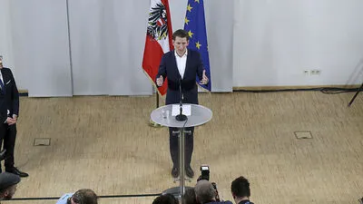 Sebastian Kurz bei seinem Statement nach dem Parteivorstand