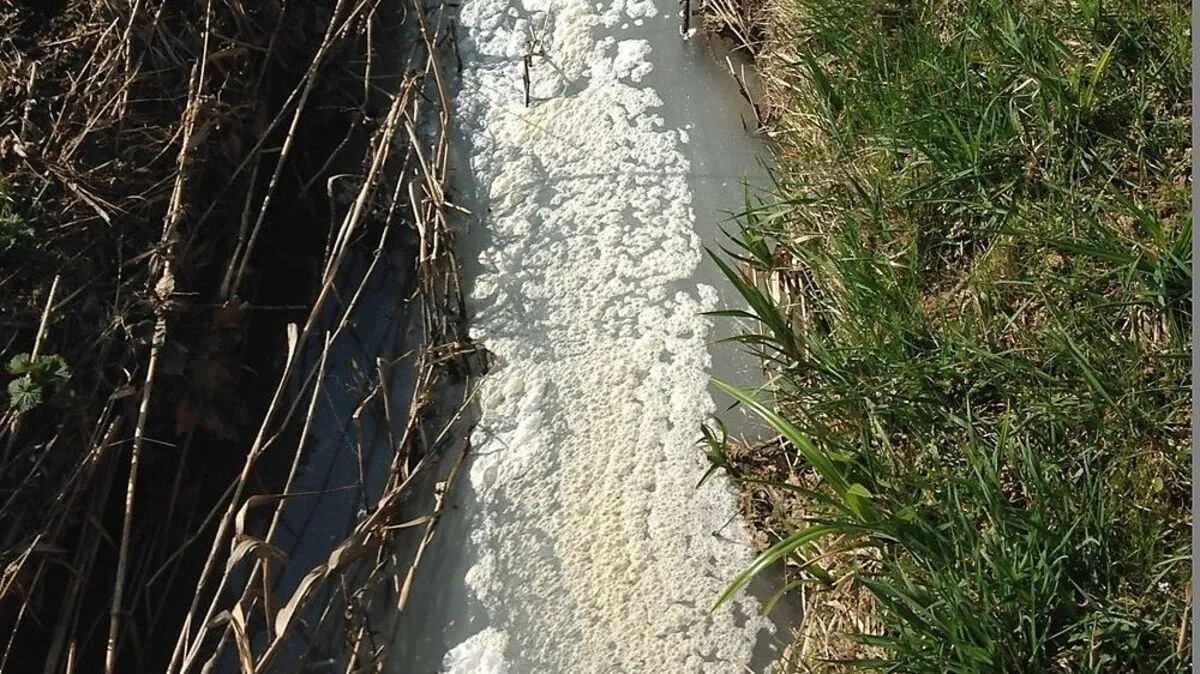 Weißer Schaum bedeckt die Wasseroberfläche