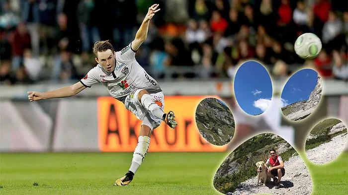 Florian Flecker zeigte auch gegen den LASK sein großes Potenzial. In seiner Freizeit ist der 21-Jährige mit Hündin Luna gerne in den Bergen, wie zum Beispiel (rechts im Bild) in der Fölz.