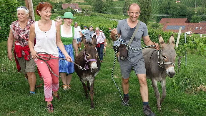Auch diese beiden Esel marschierten mit