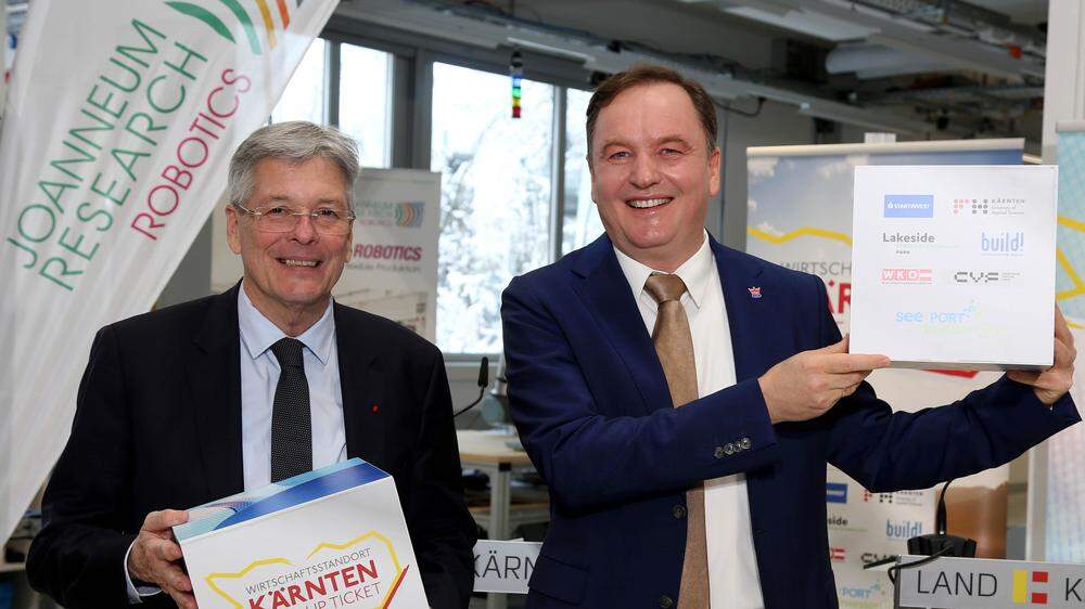 Landeshauptmann Peter Kaiser und Investor Bernd Hinteregger wollen Start-up-Unternehmer nach Kärnten holen