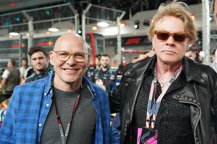 Mit dabei: Guns‘n‘Roses-Sänger Axl Rose und Ex-Weltmeister Jacques Villeneuve (links) 