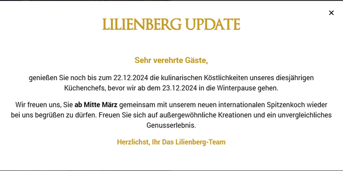 Update für Restaurantgäste 