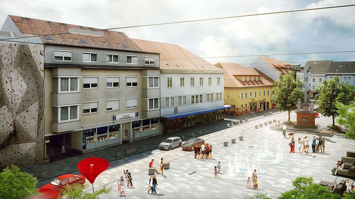 Mehr Flächen für Fußgänger, weniger Parkplätze auf dem Hauptplatz: Visualisierung des Gewinnerentwurfs