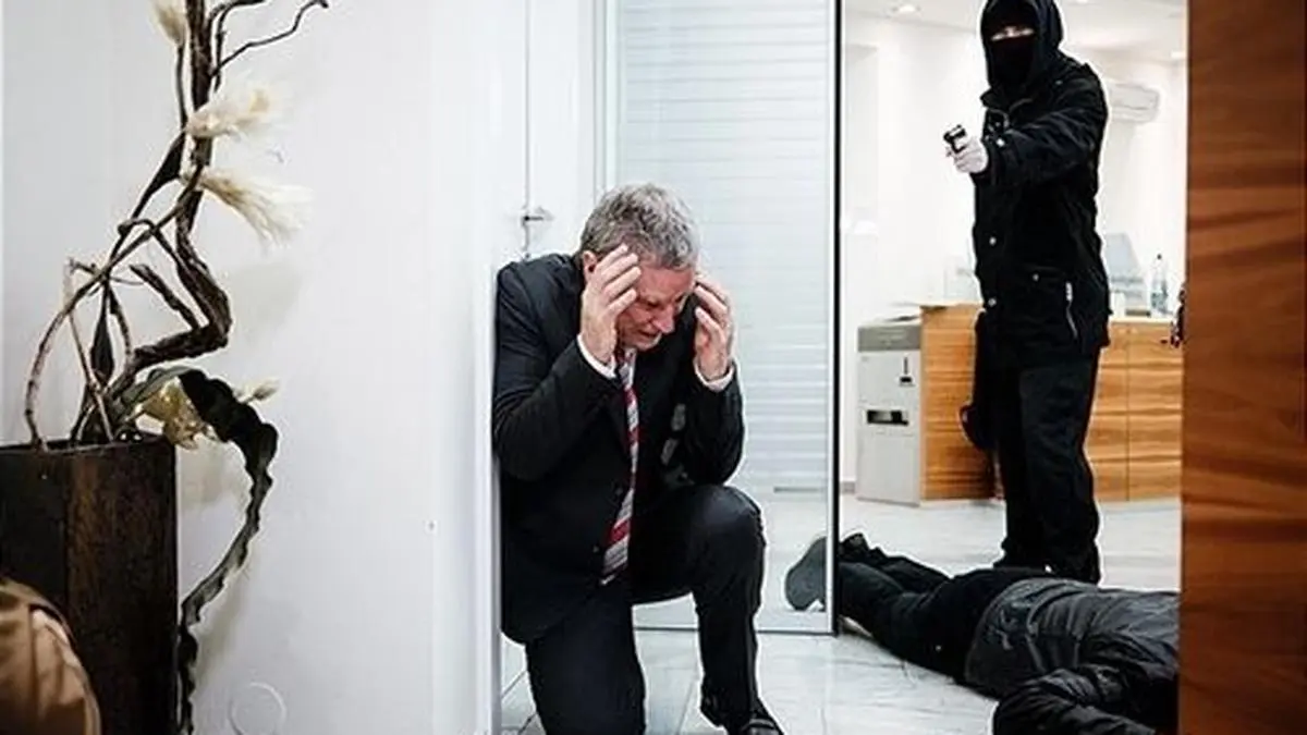 Nachgestellte Szenen zum Bankraub