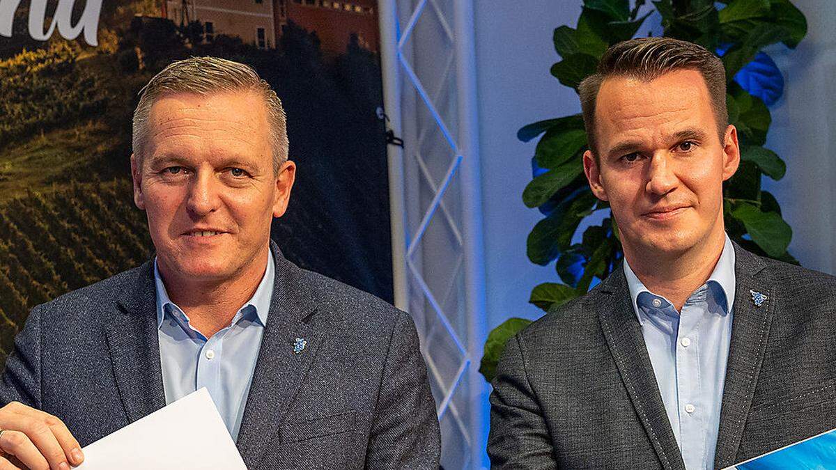 FP-Chef Mario Kunasek und der Vizebürgermeister von Feldkirchen, Stefan Hermann