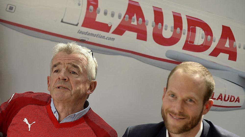 Laudamotion ist nun offiziell eine Ryanair-Tochter. Im Bild: Ryanair-Chef Michael O'Leary und Laudamotion-GF Andreas Gruber