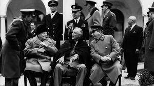 Winston Churchill, Franklin D. Roosevelt und Josef Stalin auf der Konferenz von Jalta 