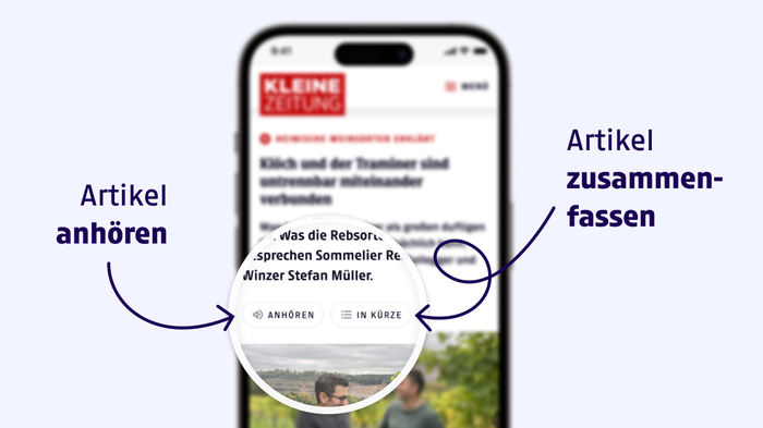 Ein Klick auf „Anhören startet die Vorlesefunktion und ein Klick auf „In Kürze“ fasst den Artikel zusammen.