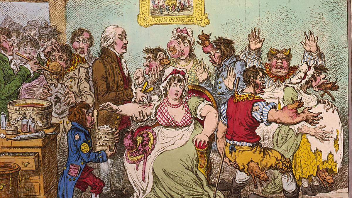 Wild sprießende Rinder: Die Impfung mit Kuhpocken amüsierte 1802 den Karikaturisten James Gillray
