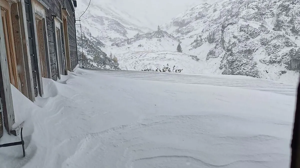 Der Blick aus dem Fenster der Voisthaler Hütte