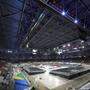Das umgebaute Stadion in Düsseldorf bietet am Mittwoch 50.000 Zusehern Platz