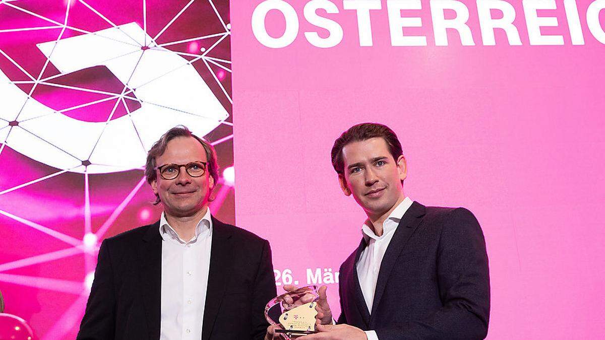 Start von 5G: Andreas Bierwirth, CEO von T-Mobile und Bundeskanzler Sebastian Kurz 