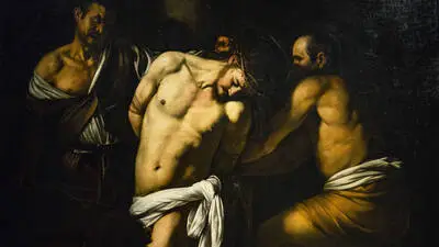 Detail der Geißelung Christi, Gemälde von Caravaggio