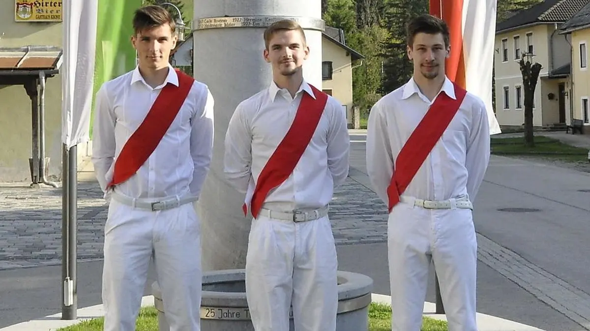 Von links: Adrian Schindler, Stefan Bader und Armin Hochsteiner laufen für die steinerne Jungfrau aus Weitensfeld um die Wette 