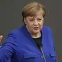 German Chancellor Angela Merkel takes questions as part of a meeting of the German federal parliament, Bundestag, at the Reichstag building in Berlin, Germany, Wednesday, May 13, 2020. (AP Photo/Michael Sohn)