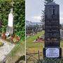 Friedhof Annabichl: Das Grab mit altem Stein (links) und der schwarze Obelisk werden kostenlos abgegeben