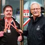 Philip Repnik mit seinem Trainer Peter Schwagerle (von links) 