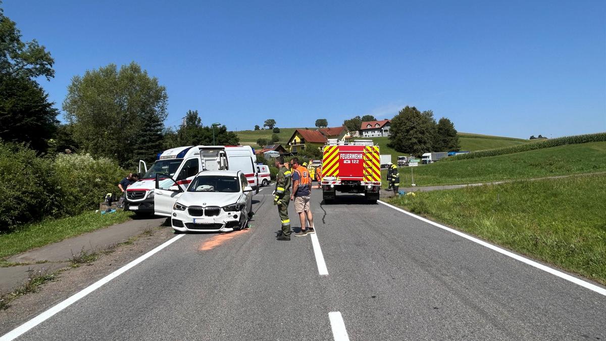 Für die Bergung eines Fahrzeuges wurde das Wechselladefahrzeug mit Kran der FF Feldbach angefordert