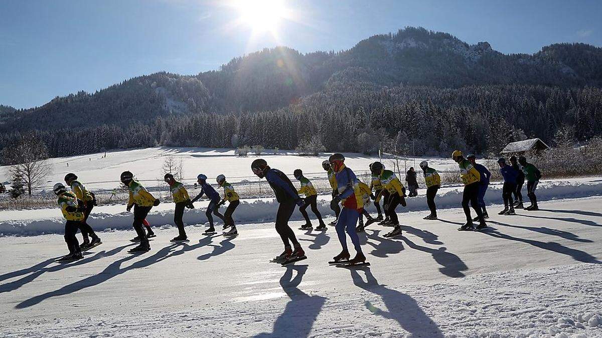 Ausgezeichnete Bedingungen für Eisschnellläufer am Weißensee