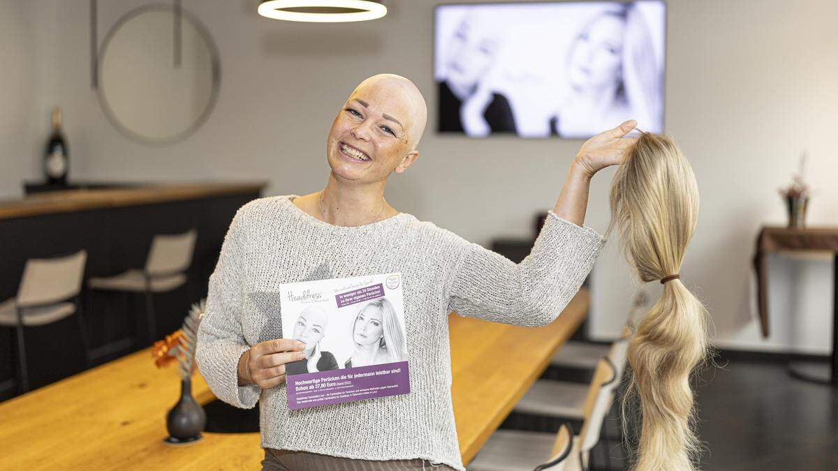Janin Baumann machte ihre Glatze zu ihrem Markenzeichen und auch ein Geschäft daraus
