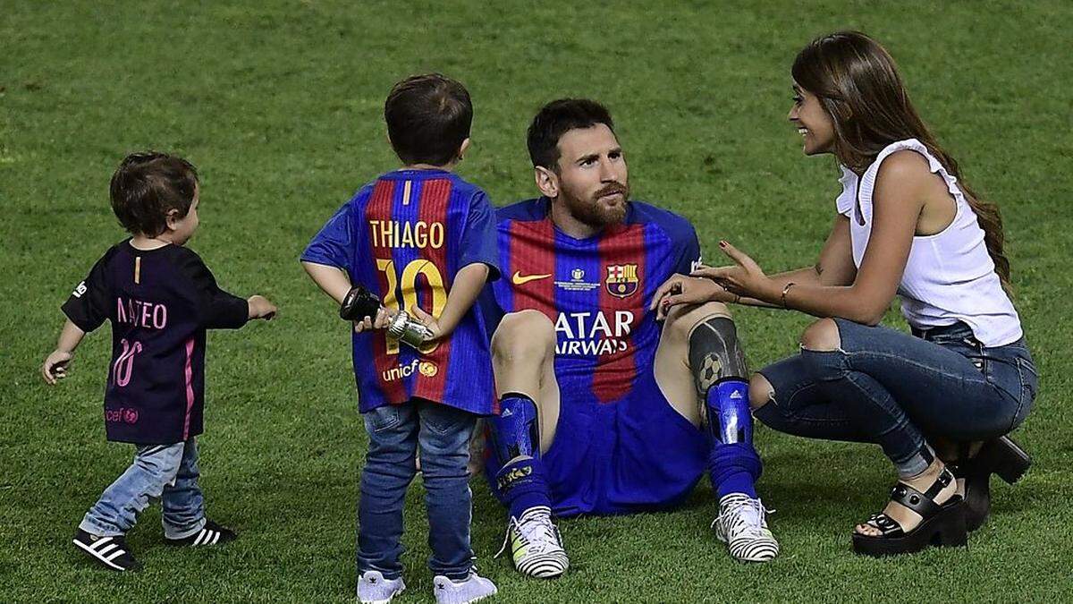 Lionel Messi, Antonella und die beiden kleinen Söhne