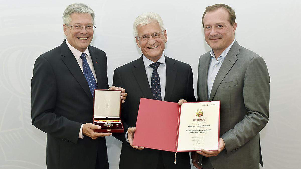 Landeshauptmann Peter Kaiser, Ferdinand Sablatnig und Landesrat Ulrich Zafoschnig