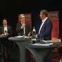 Landesrat Christopher Drexler, der Schladminger Sportmediziner Georg Fritsch samt den Leitspital-Gegnern Arnd Meißl (FPÖ) und Rottenmanns Bürgermeister Alfred Bernhard stellen sich der Diskussion