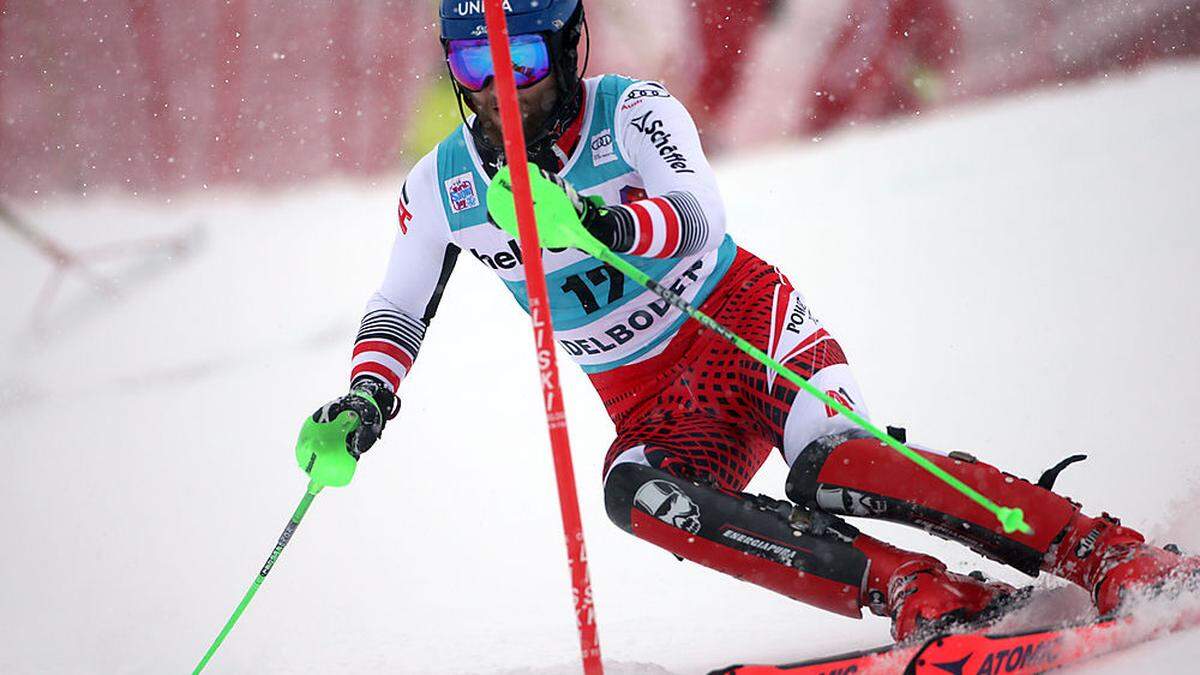 Marco Schwarz fuhr in Adelboden auch in Lauf eins zur Bestzeit