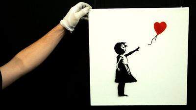  Banksy Kunstwerk &quot;Balloon Girl&quot; bei Sotheby´s in London