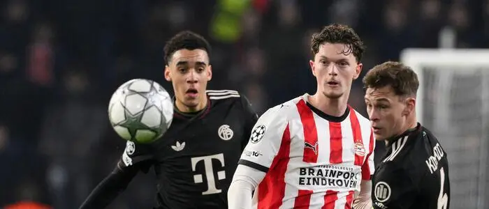 Paul Wanner (Mitte) in der Champions League gegen den FC Bayern