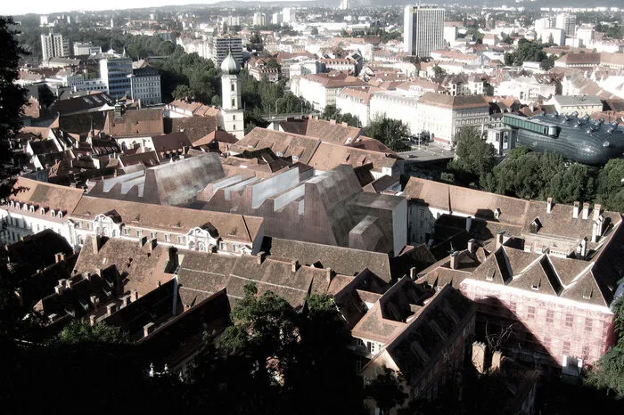 Das Architektenteam Nieto/Sobejano, das auch das Joanneumsquartier gestaltet hat, holte den Sieg beim Architektenwettbewerb 2005 - hier das Computer-Rendering des Projekts.