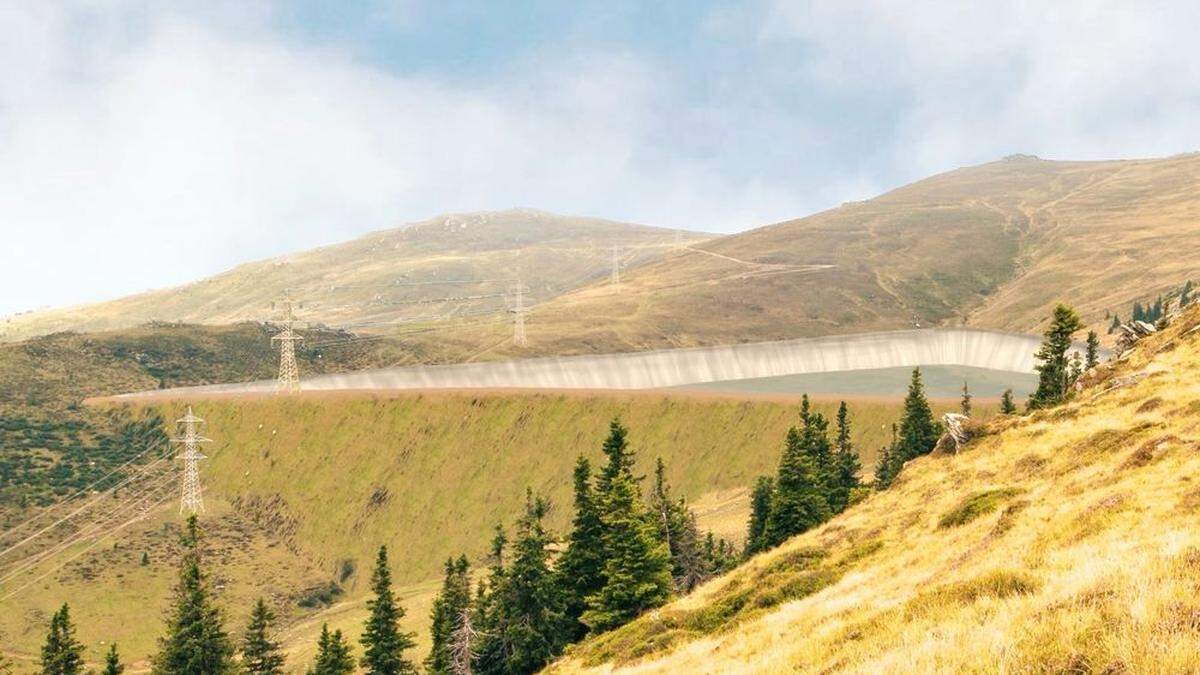 So sollte der Oberspeicher des Kraftwerks auf steirischer Seite der Koralm einmal aussehen