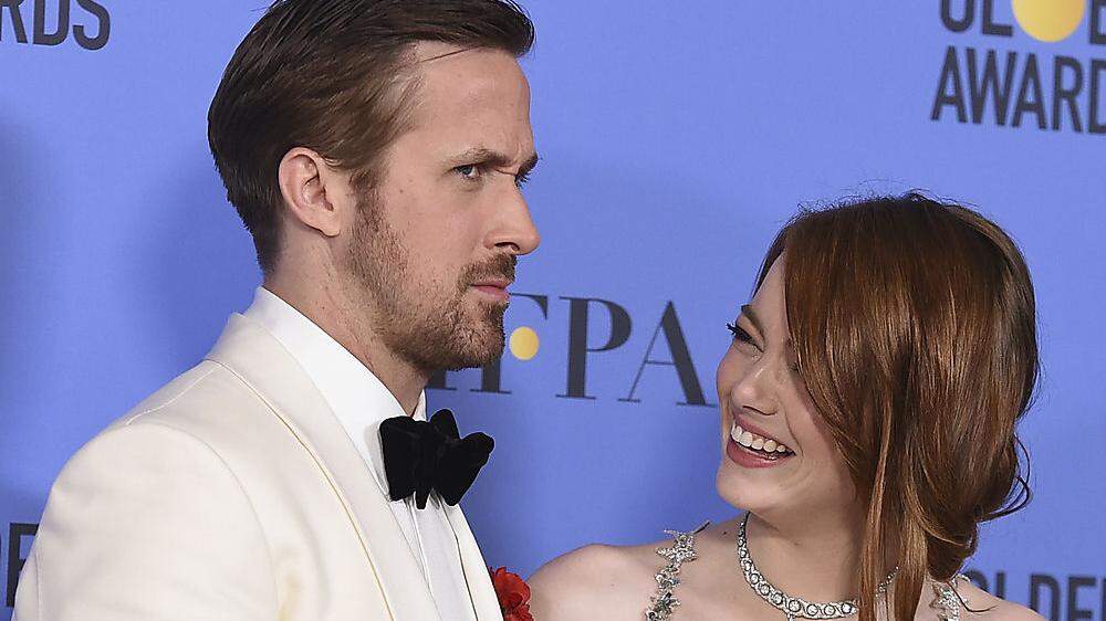 Siegerfoto für die beiden Hauptdarsteller in &quot;La La Land&quot;: Ryan Gosling und Emma Stone