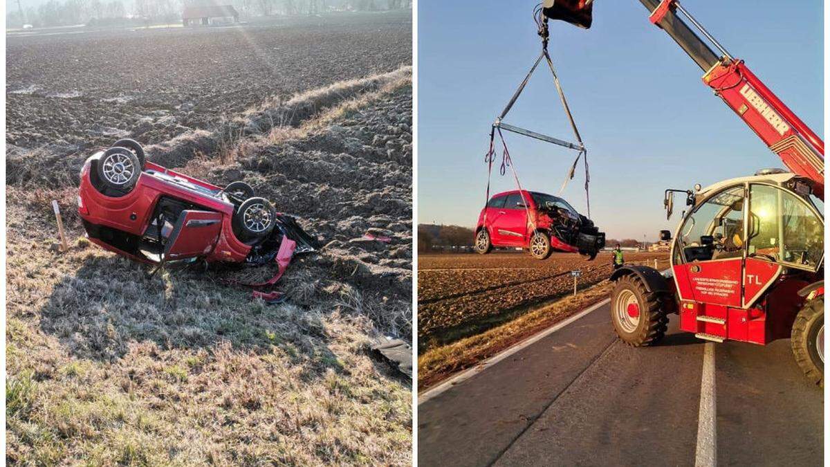 Das Mopedauto landete am Dach, der Lenker aus der Südoststeiermark wurde verletzt