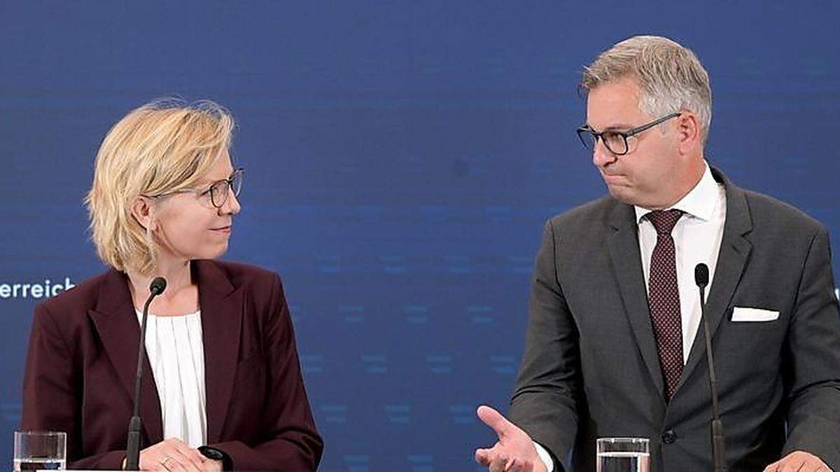 Klimaministerin Leonore Gewessler und Finanzminister Magnus Brunner.