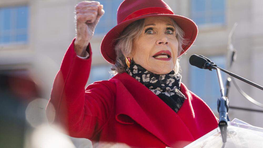 Jane Fonda bei einer Demo am 2. Dezember.