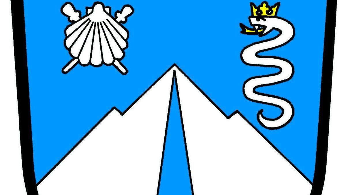 Muschel, Schlange, Wasserfall: das Wappen der Gemeinde Gallizien